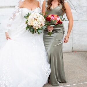 Revelry Dakota Velvet Dress in Sage Green